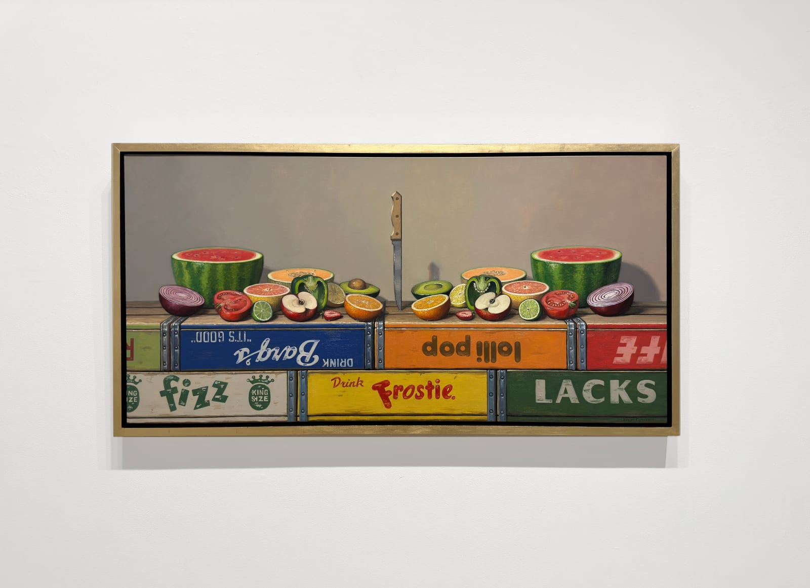 Painting of assorted bifurcated fruits and vegetables
