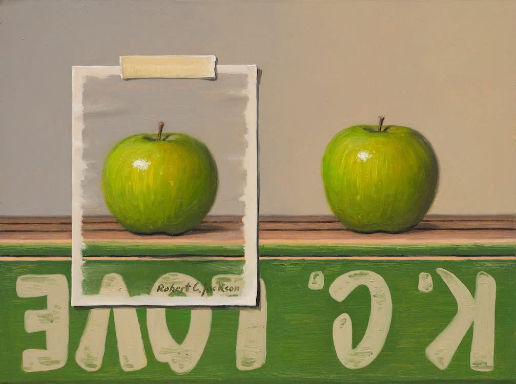 Painting of two green apples