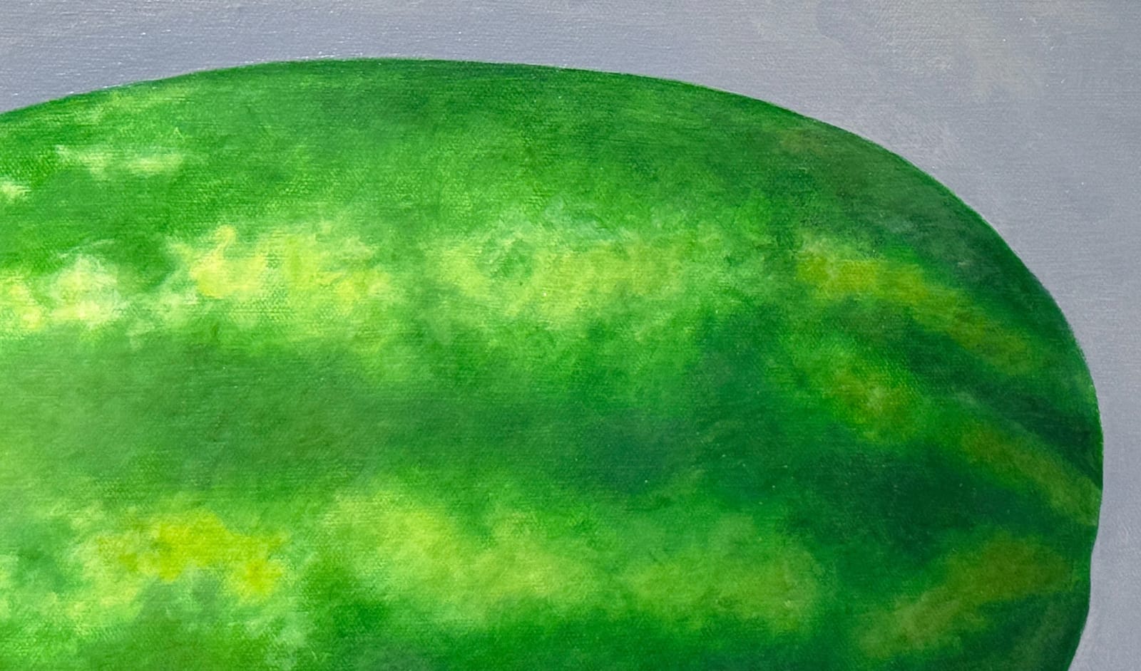 Still life painting of a watermelon with two limes