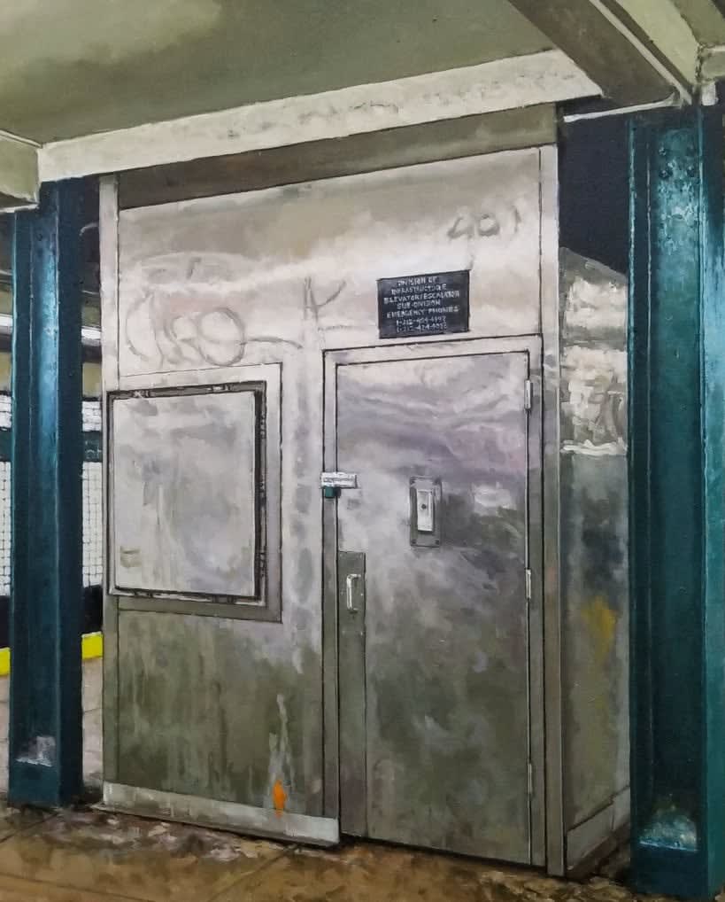 Painting of a New York City subway station