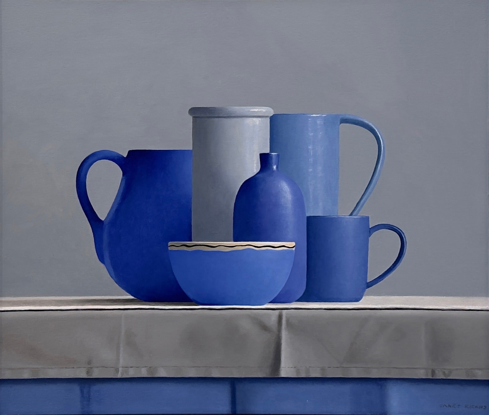 Still life of blue vessels