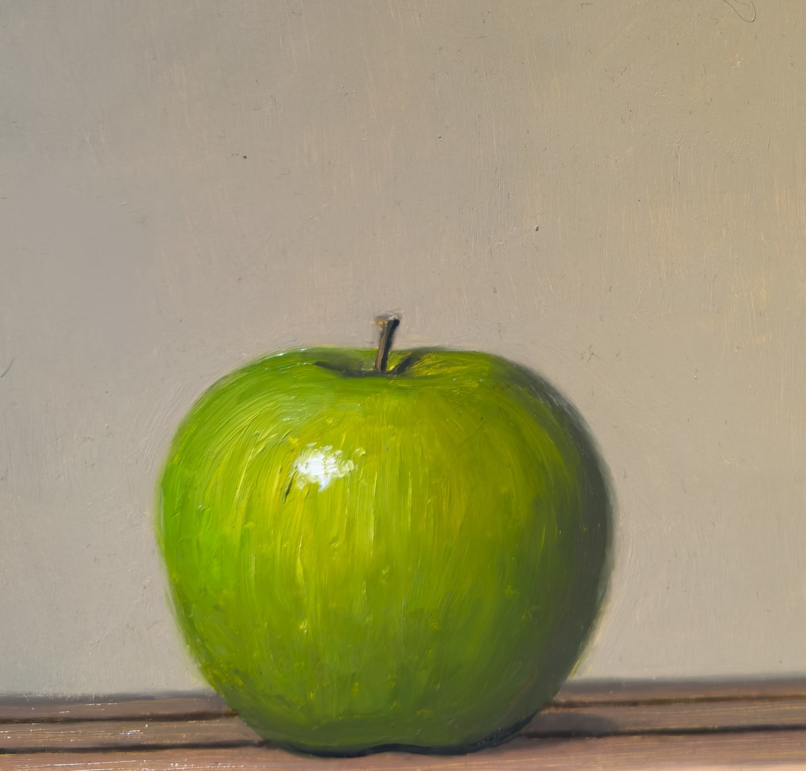 Painting of two green apples