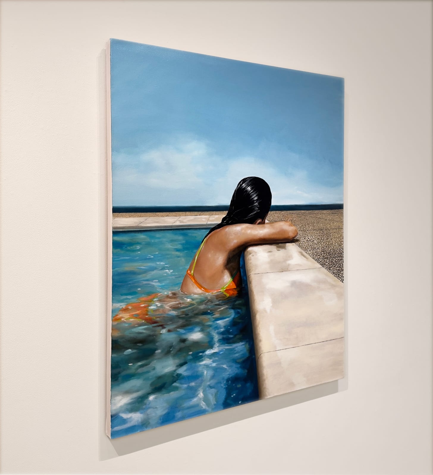 Painting of woman in a pool