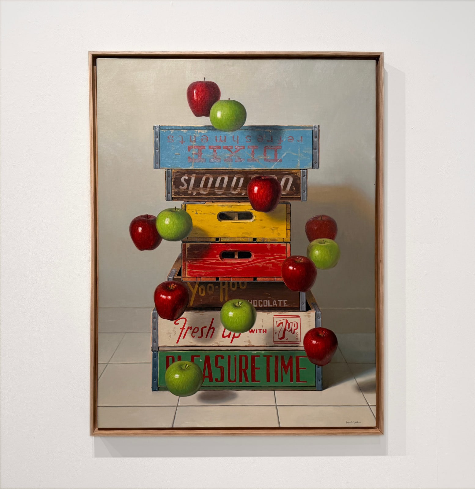 Still life painting with apples