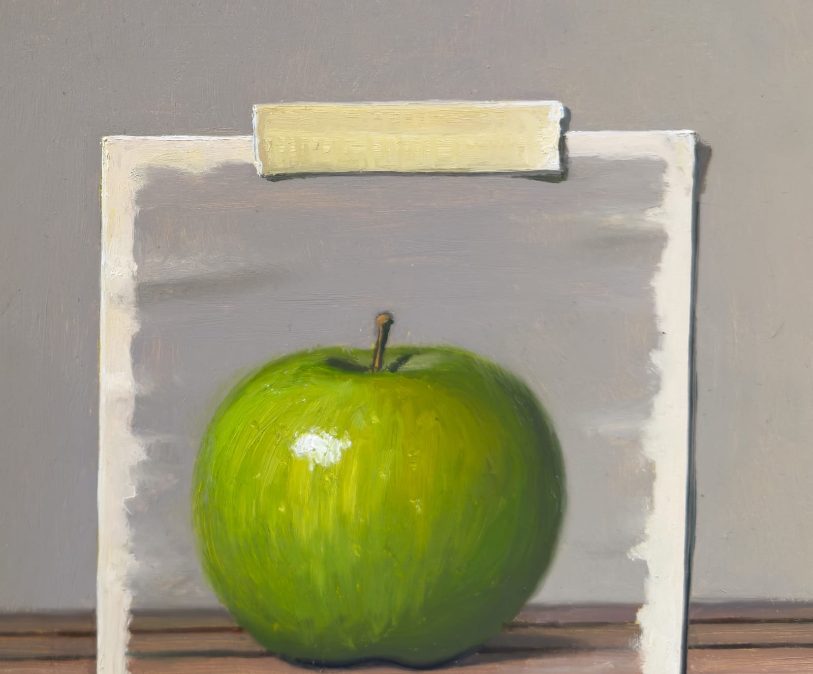 Painting of two green apples