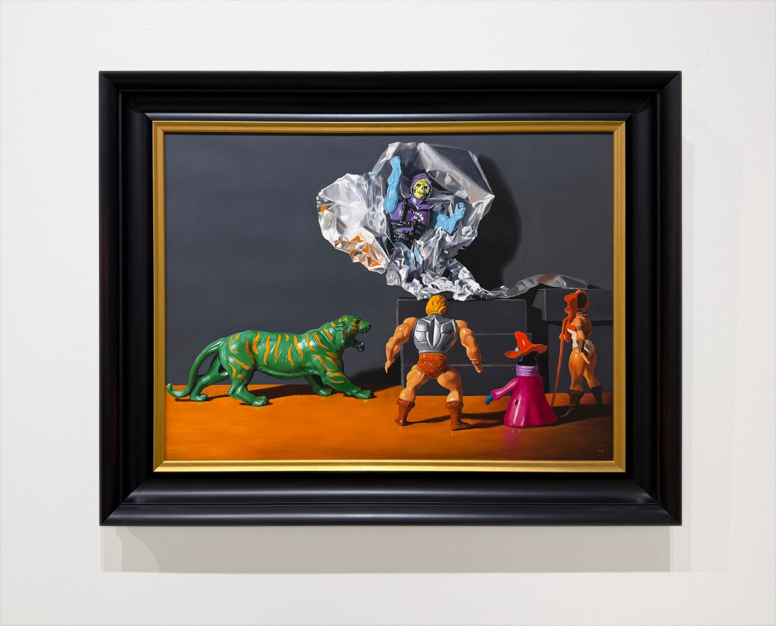 Still life painting with toy figurines