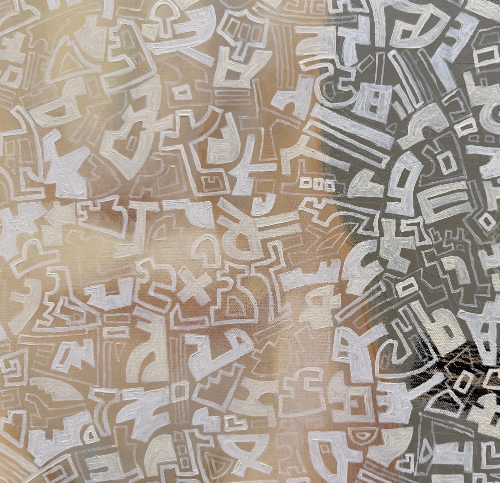Painting of woman with abstract white dress