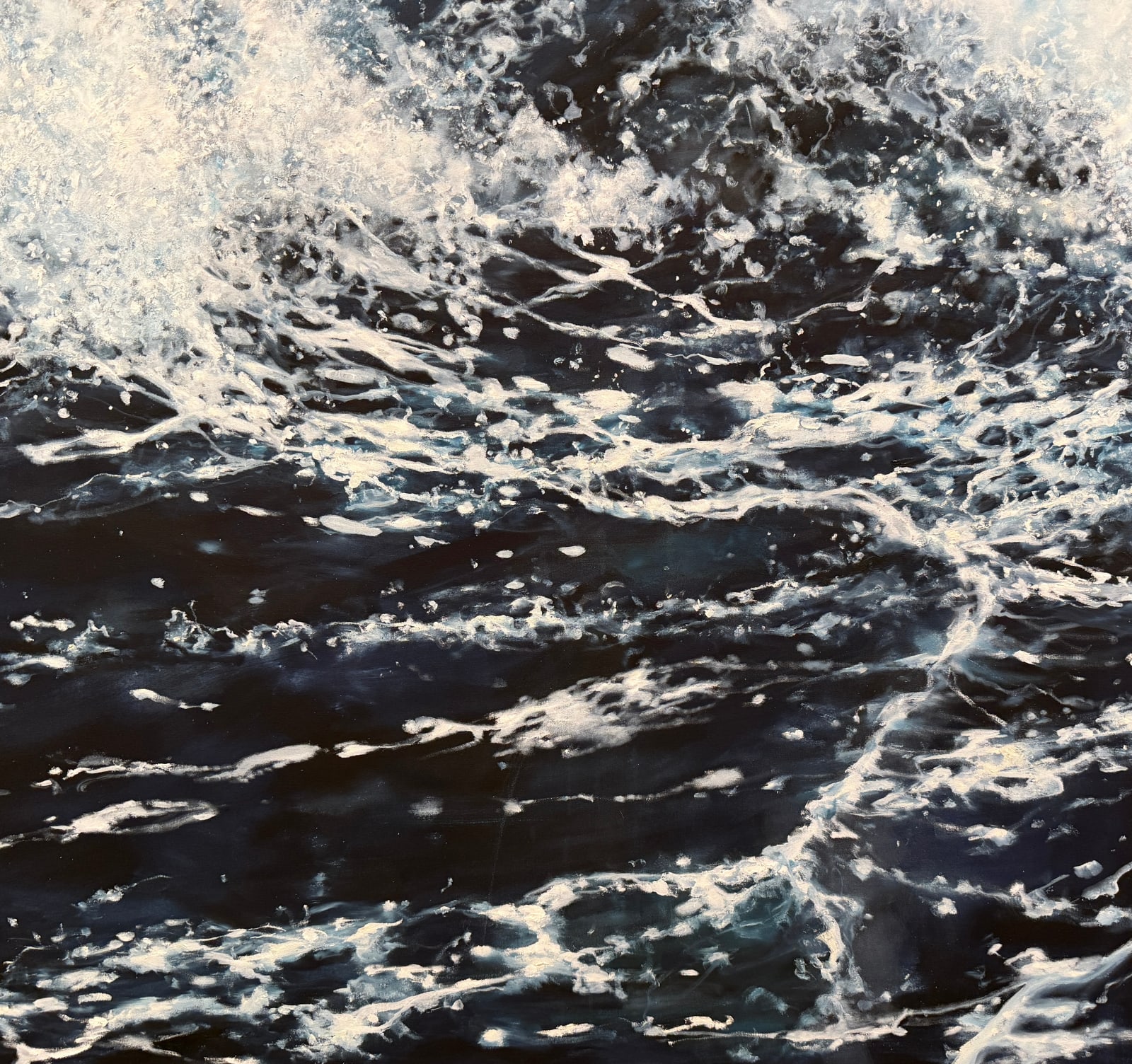 Diptych painting of crashing waves