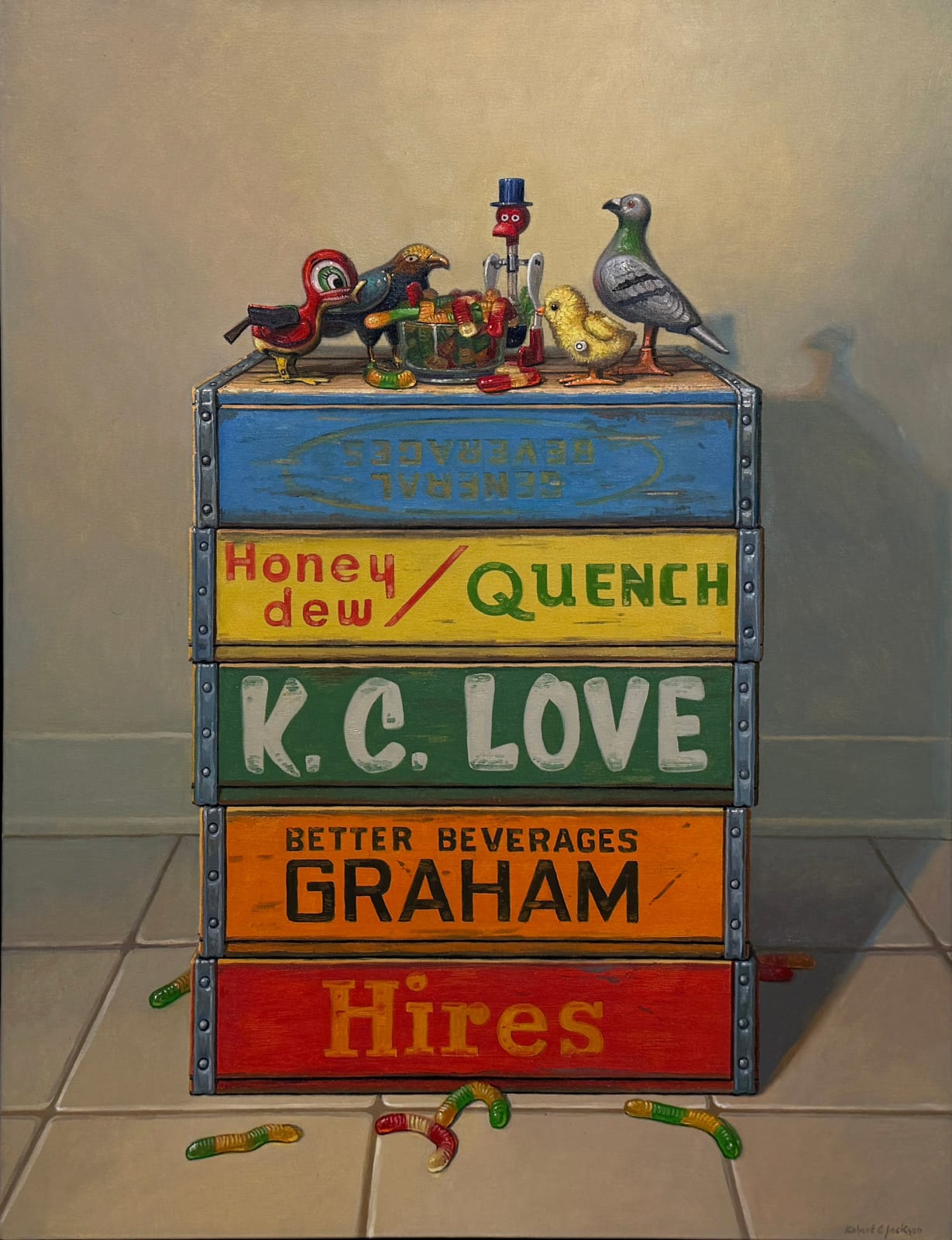 Painting of toy birds