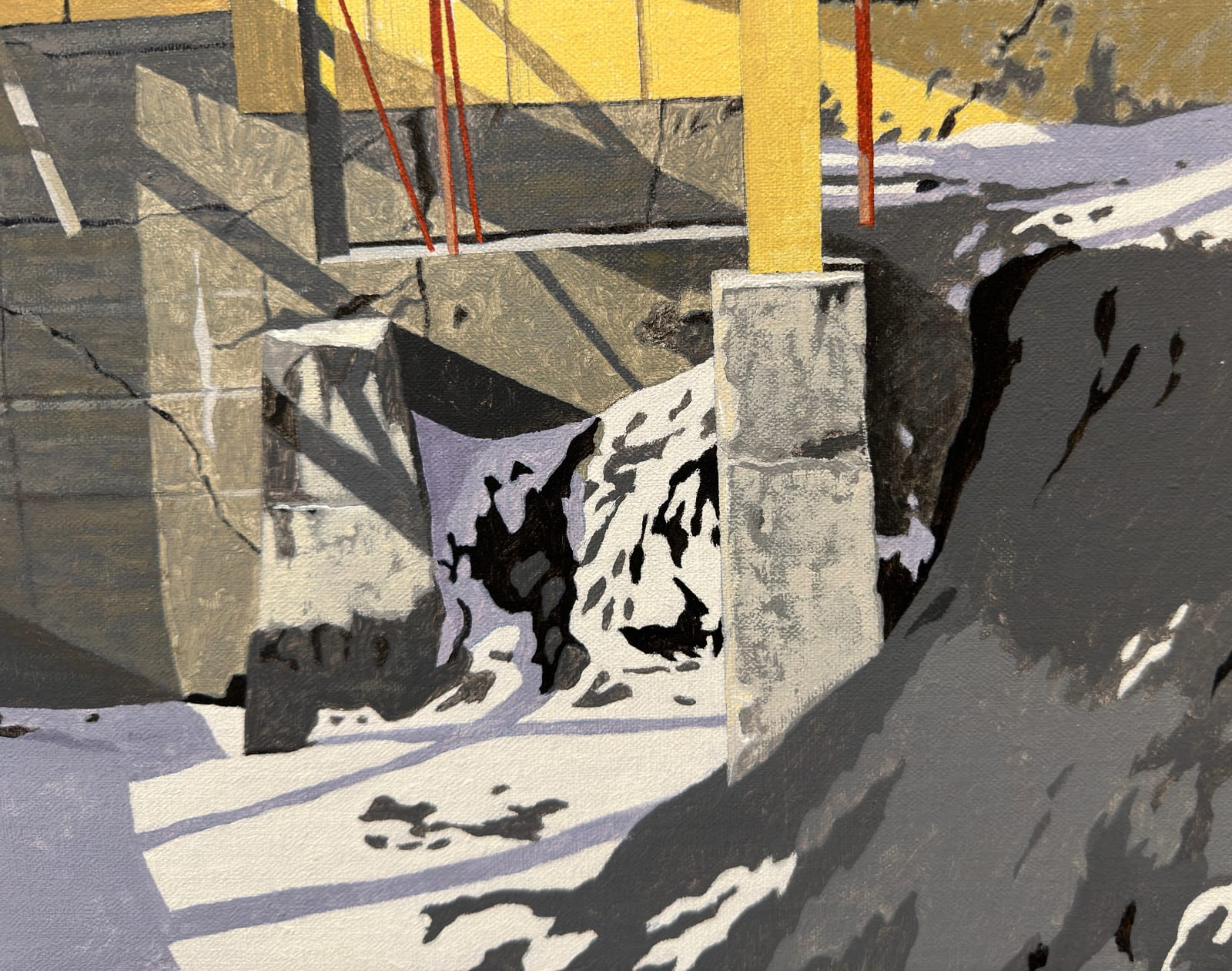 Oil painting of an industrial building