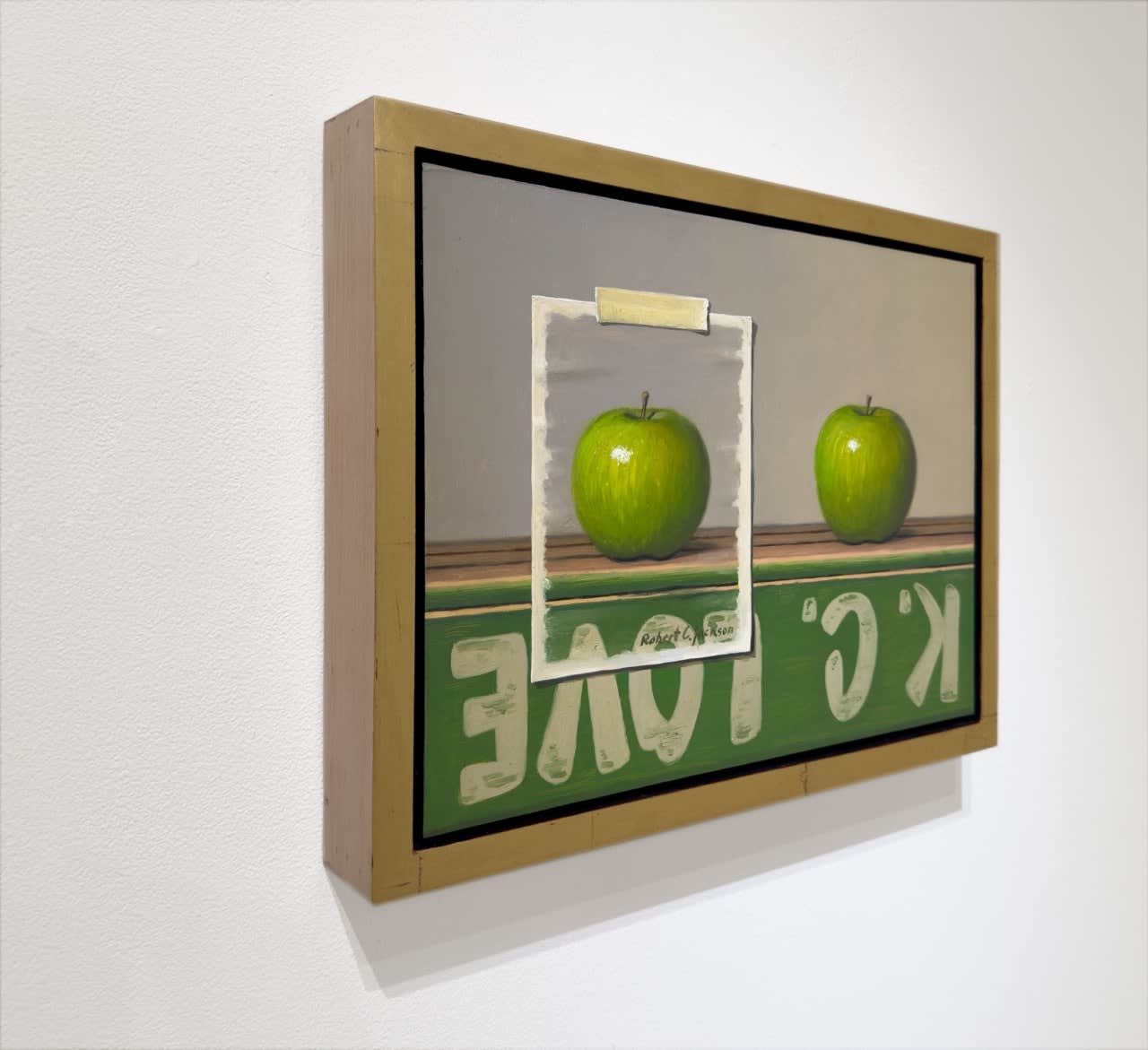 Painting of two green apples