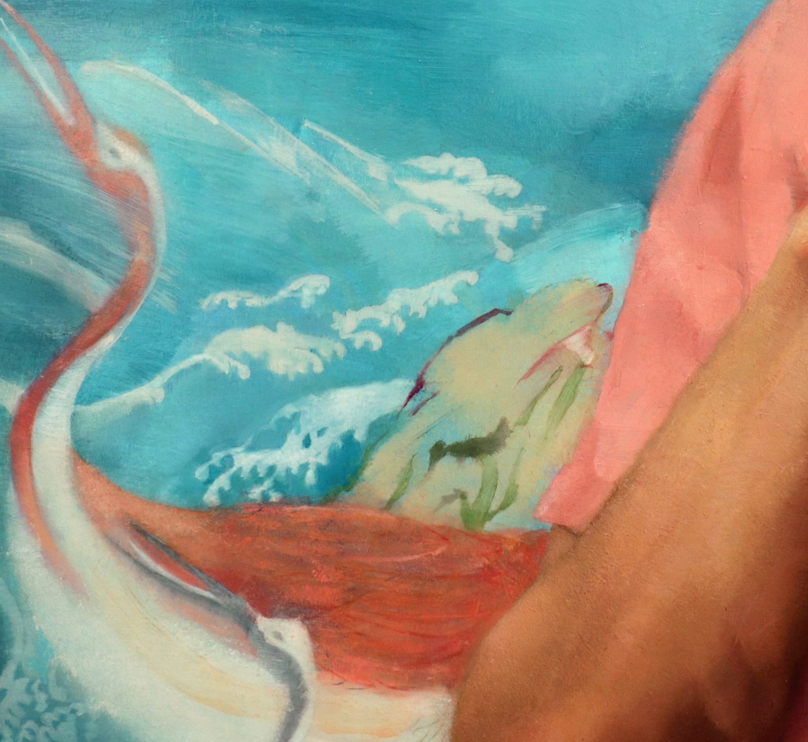 Figurative oil painting of young man on panel