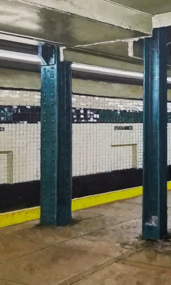 Painting of a New York City subway station
