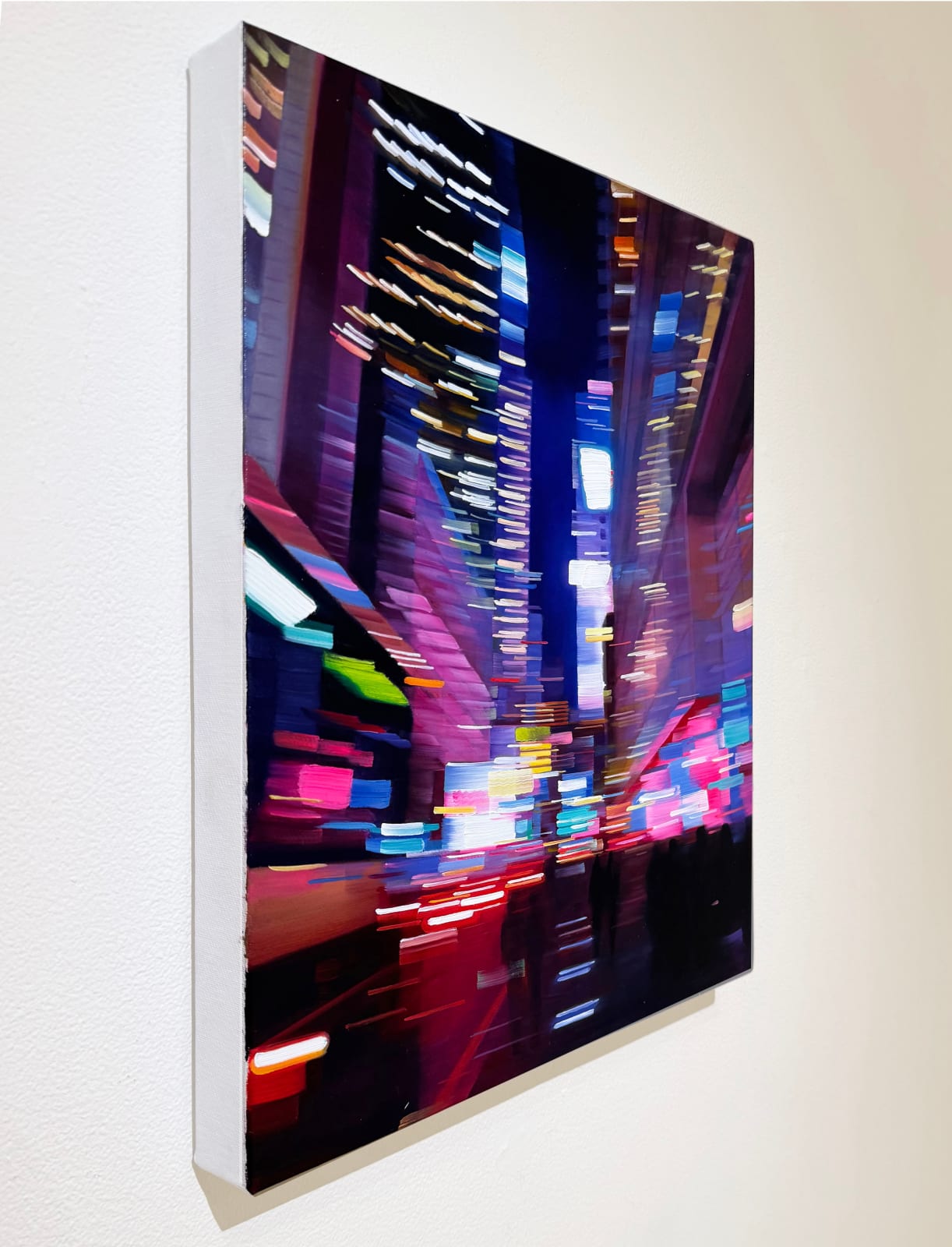 Cityscape painting with blurred lights
