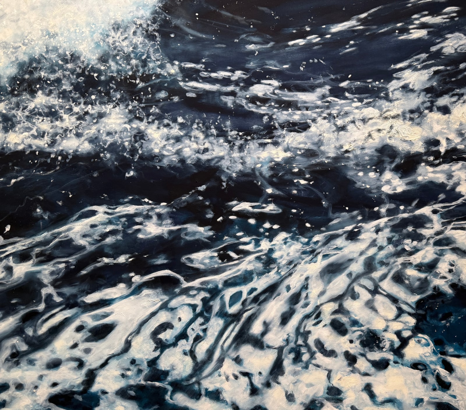 Diptych painting of crashing waves