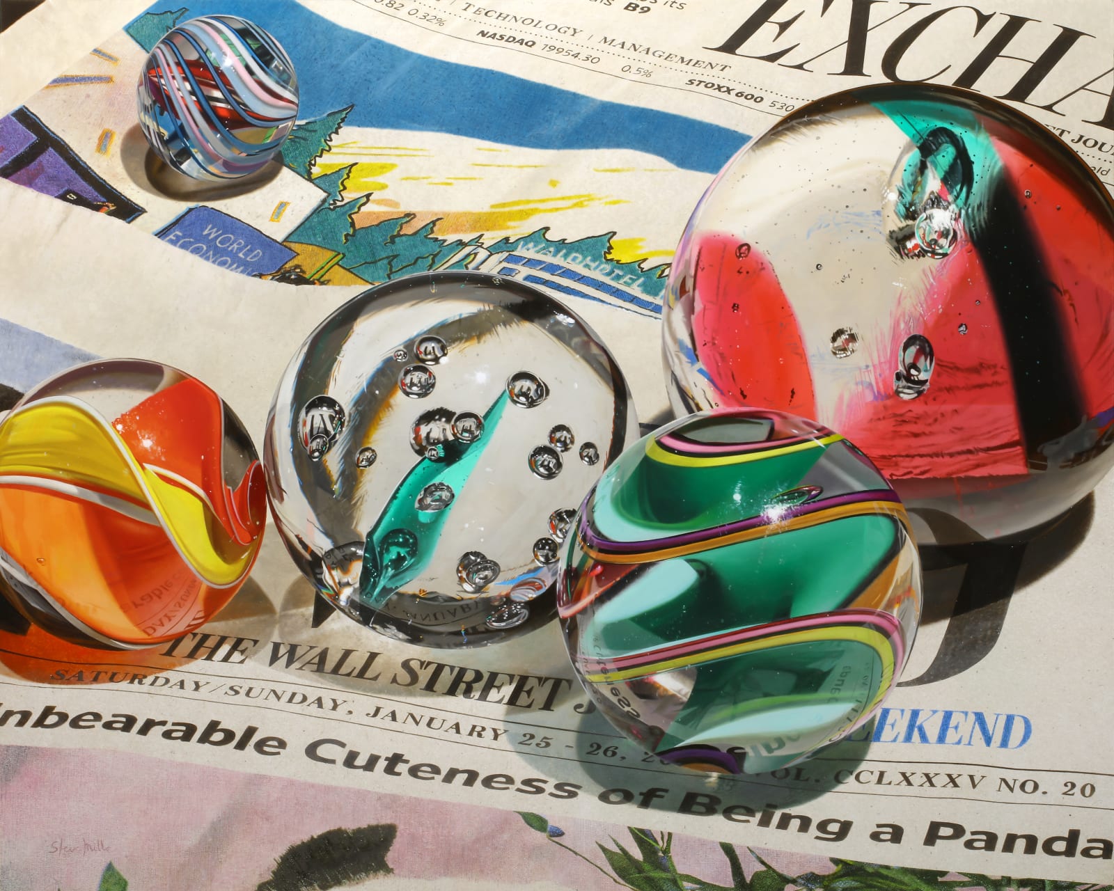 Painting of colorful marbles