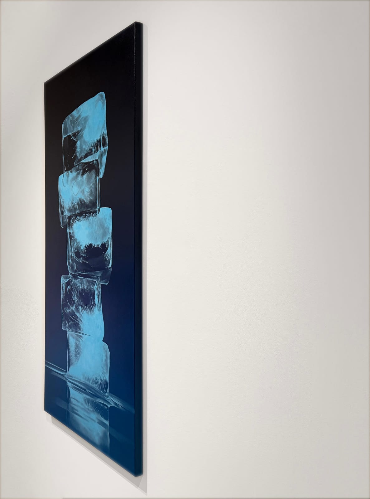 Painting of blue ice cube tower