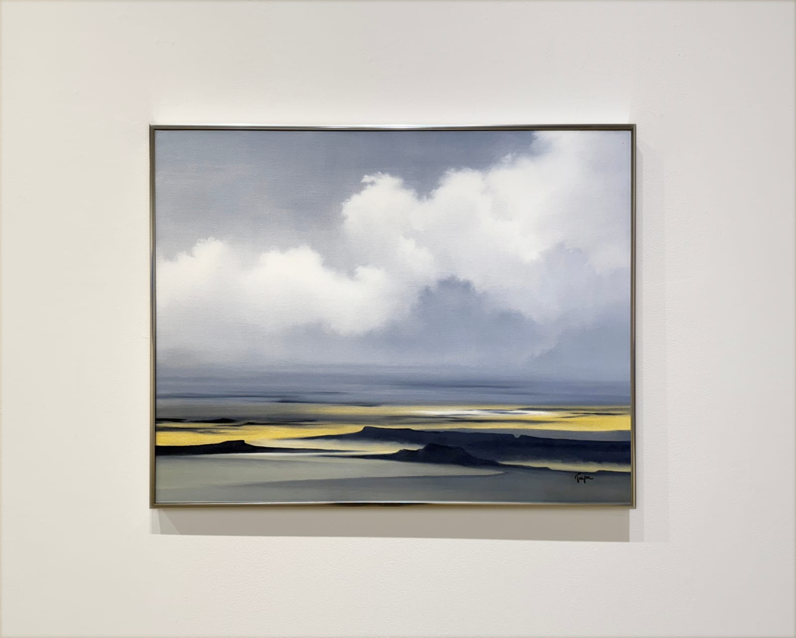 Landscape painting in blue tones