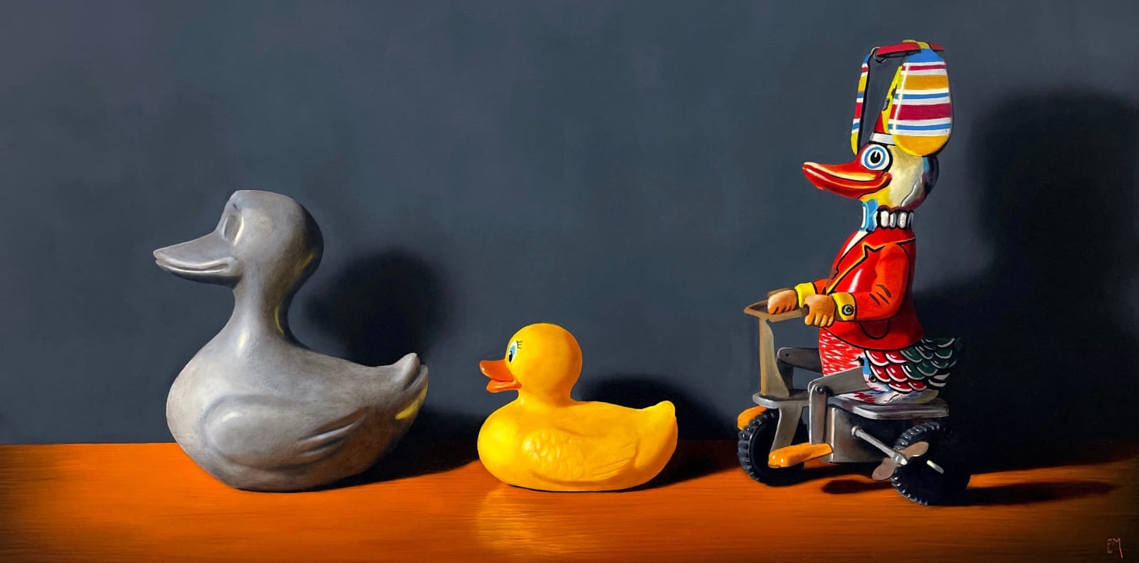 Painting of three toy ducks