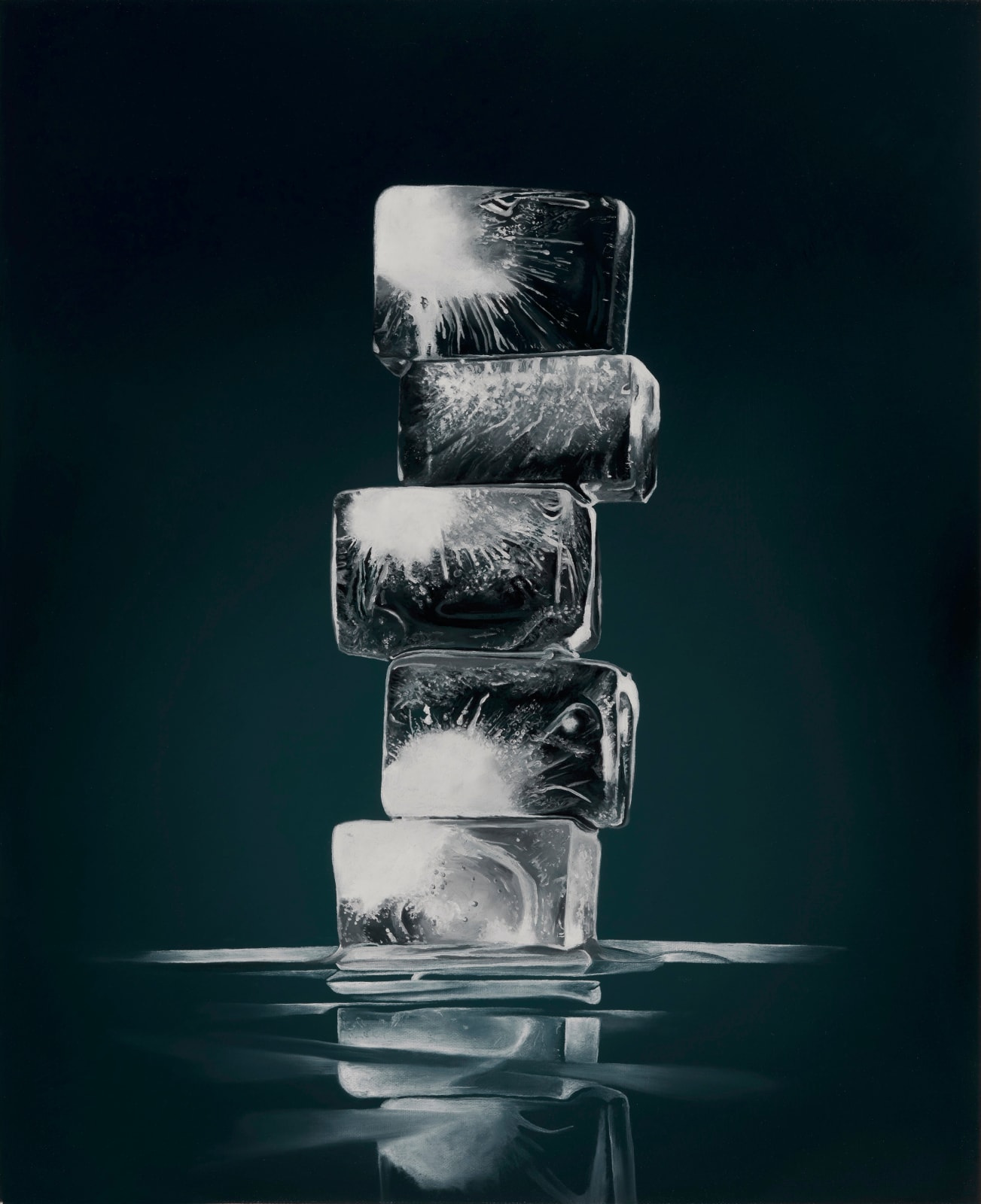 False Dawn: Stack of 5 ice cubes painted