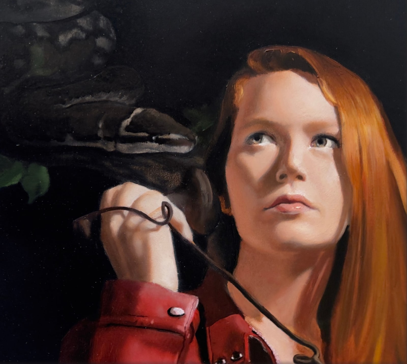 Painting of a girl with a red jacket