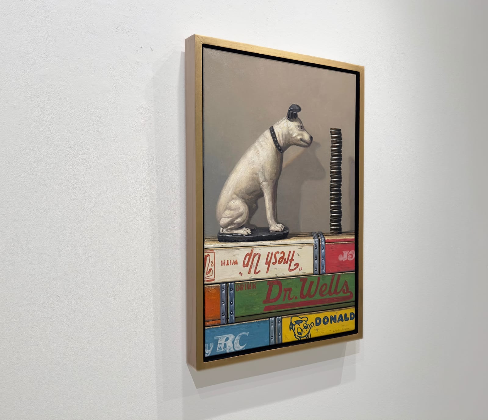 Dog figurine staring at oreo tower