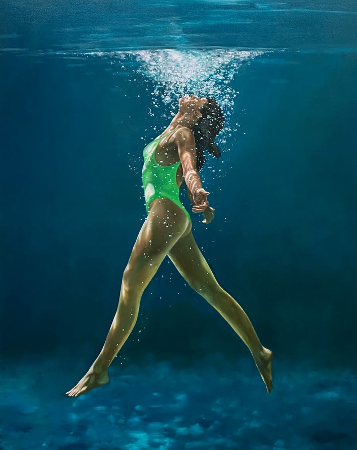 Painting of a woman under water