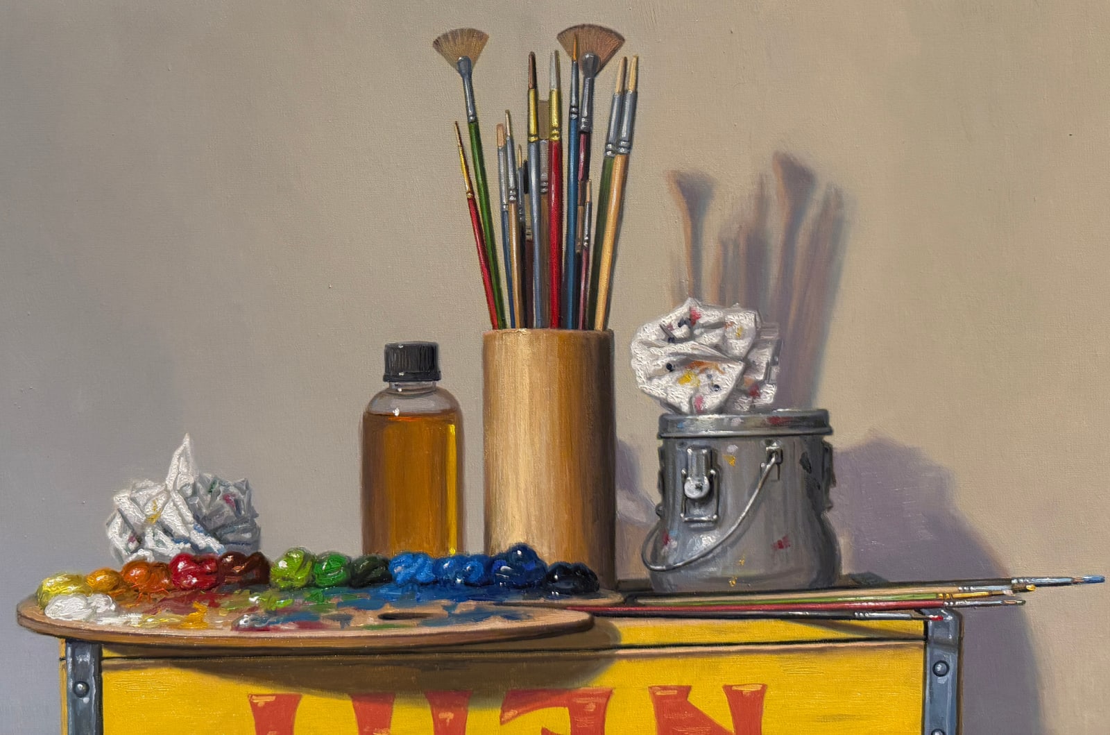 Painting of unfinished soda boxes