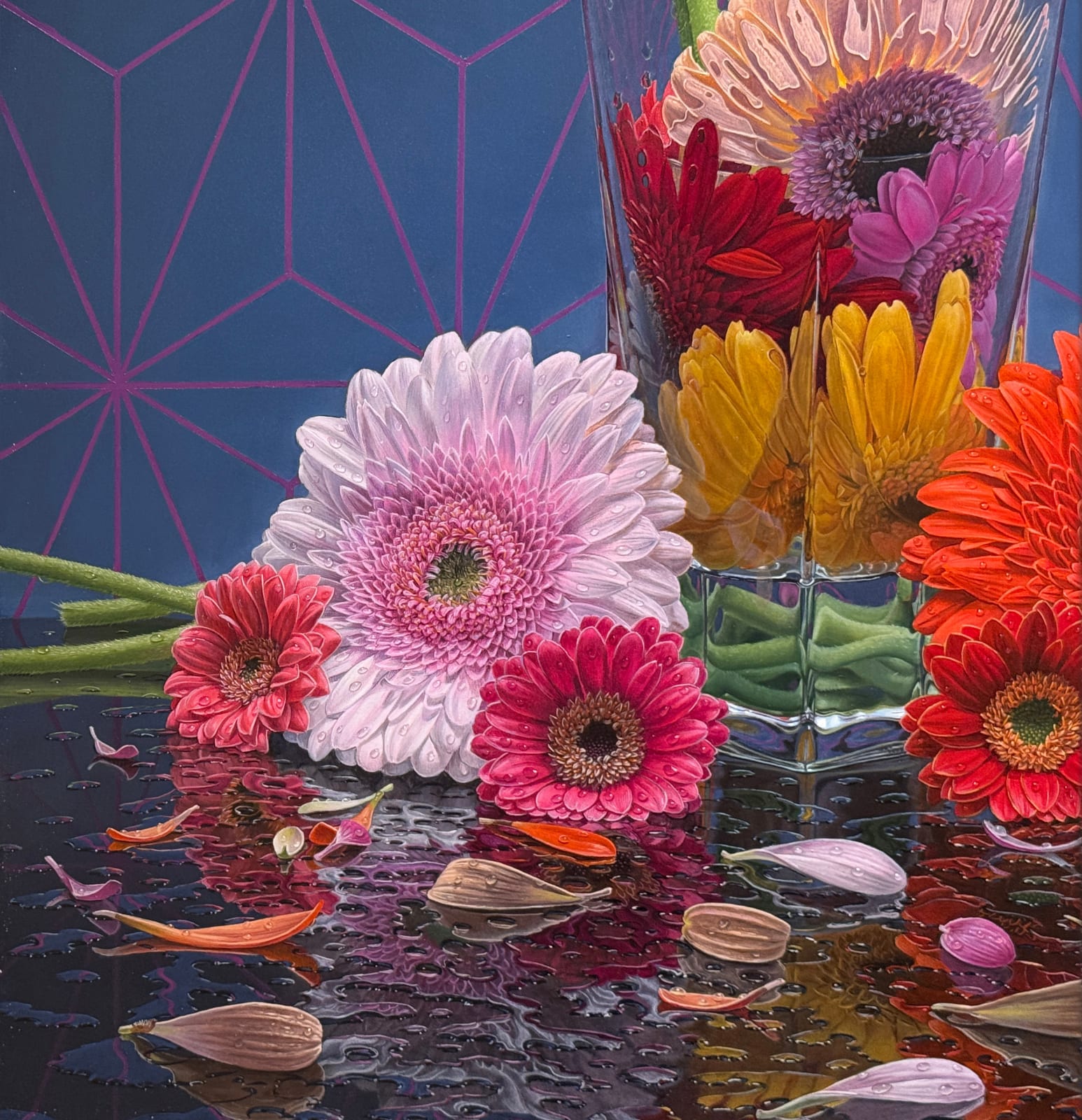 Still life painting of flowers