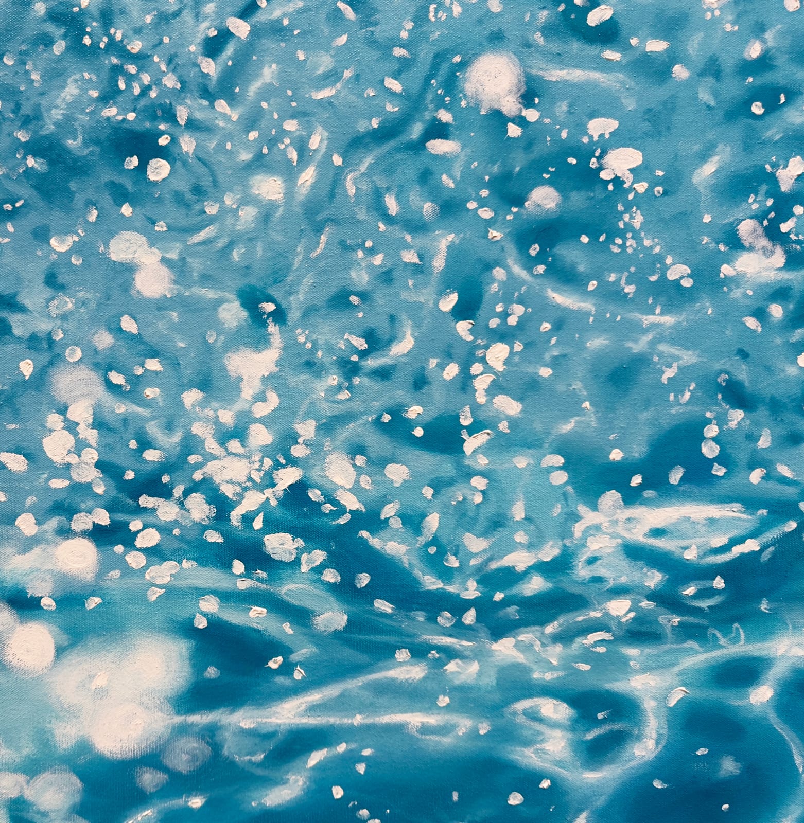 Painting of ripples on a pool