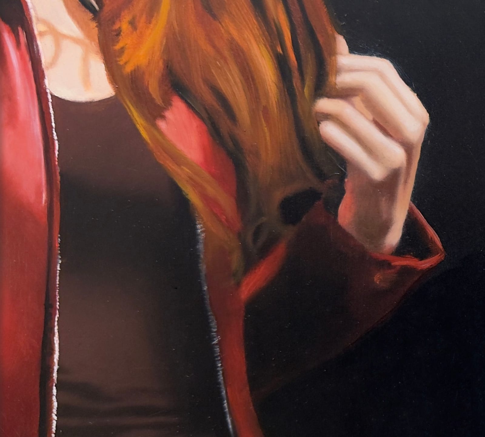 Painting of a girl with a red jacket