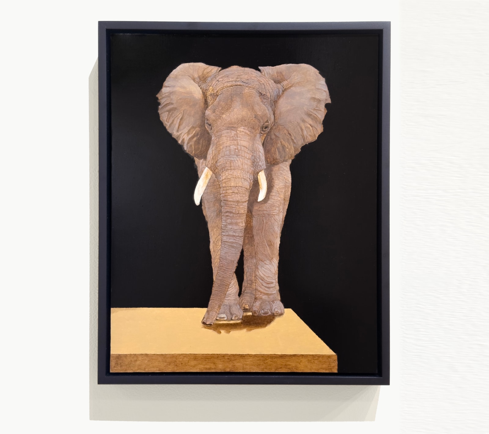 Painting of an elephant walking towards the viewer