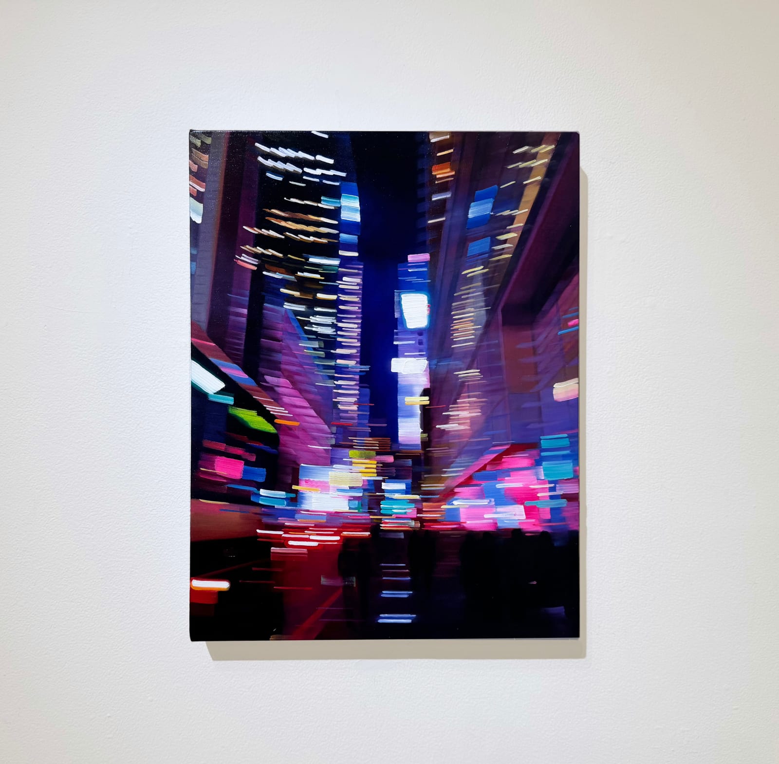 Cityscape painting with blurred lights