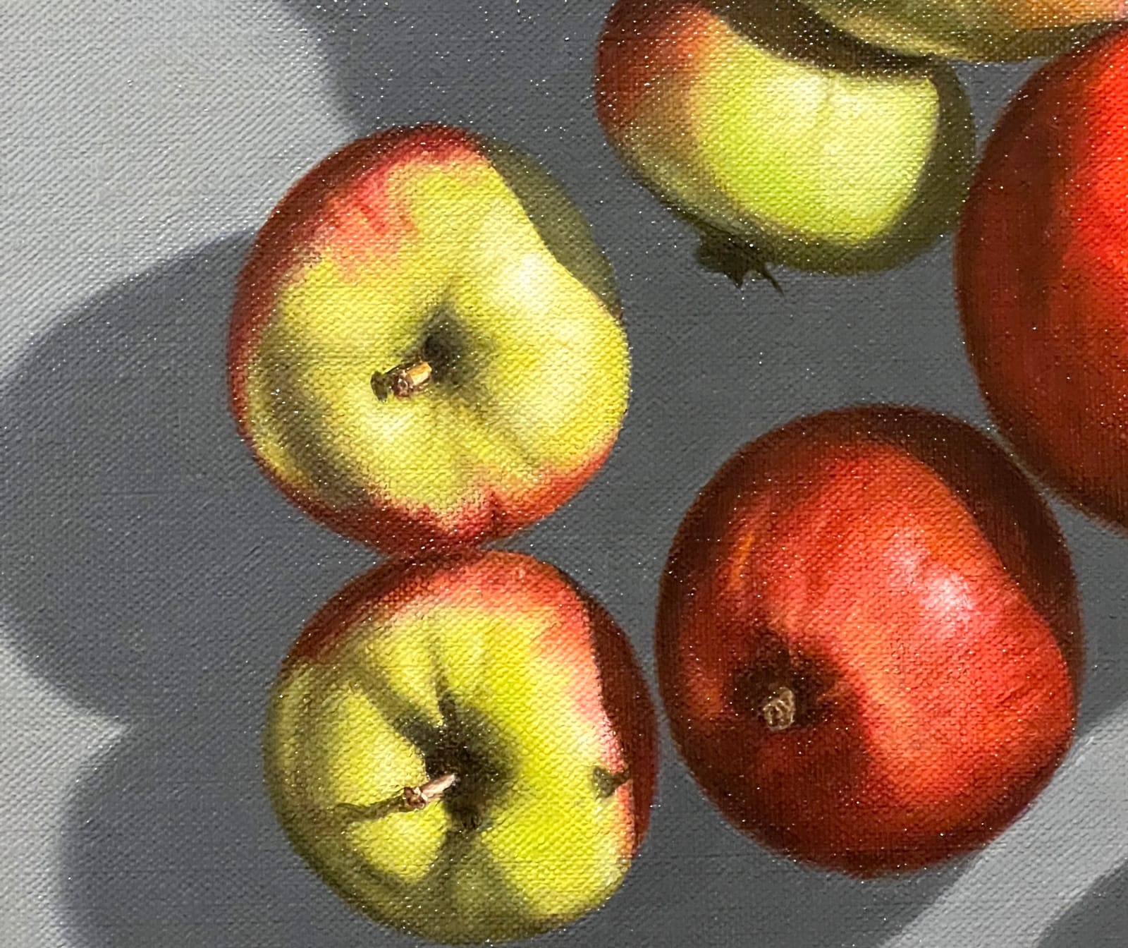 Apples of different colors from arial perspective
