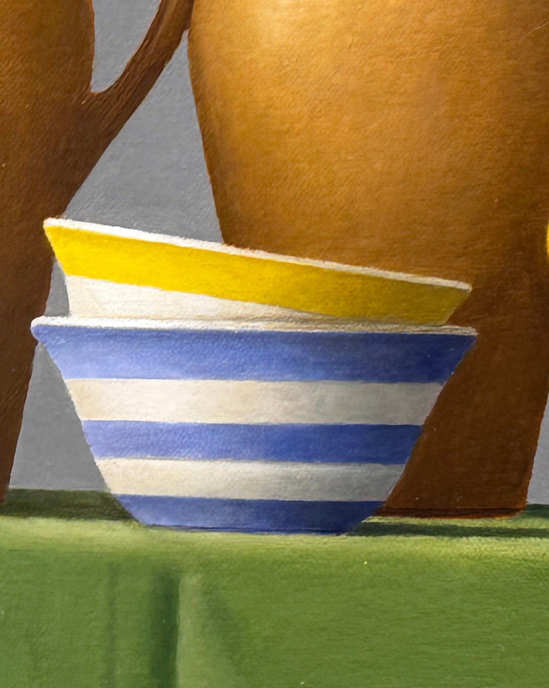 Still life painting with vessels and oranges