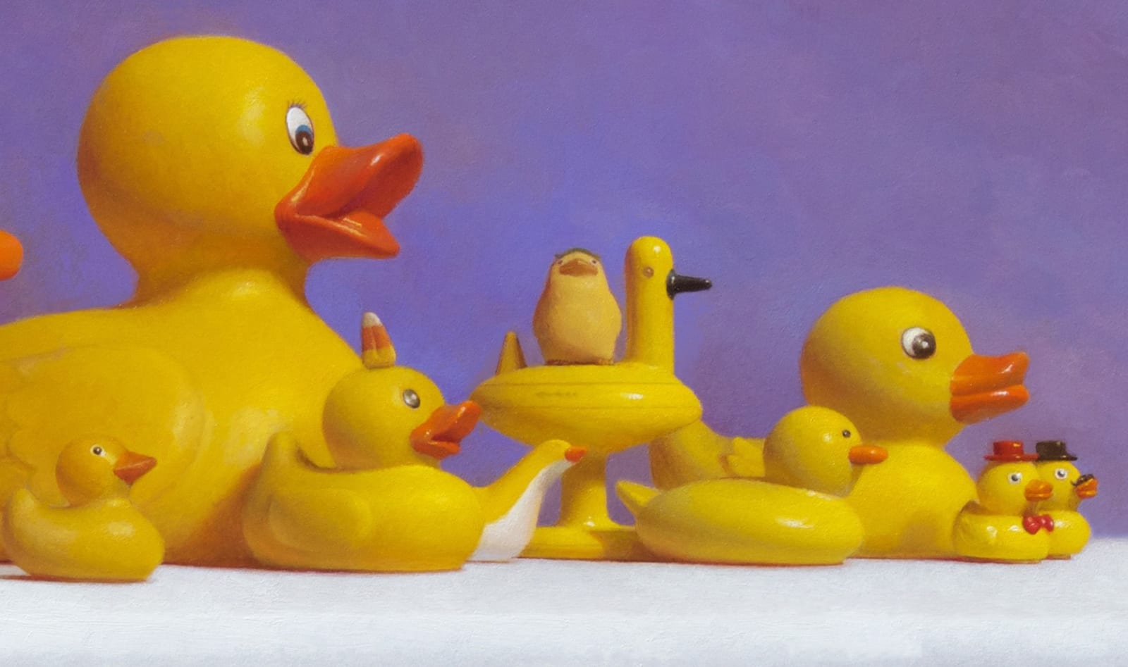 Detail of different rubber ducks