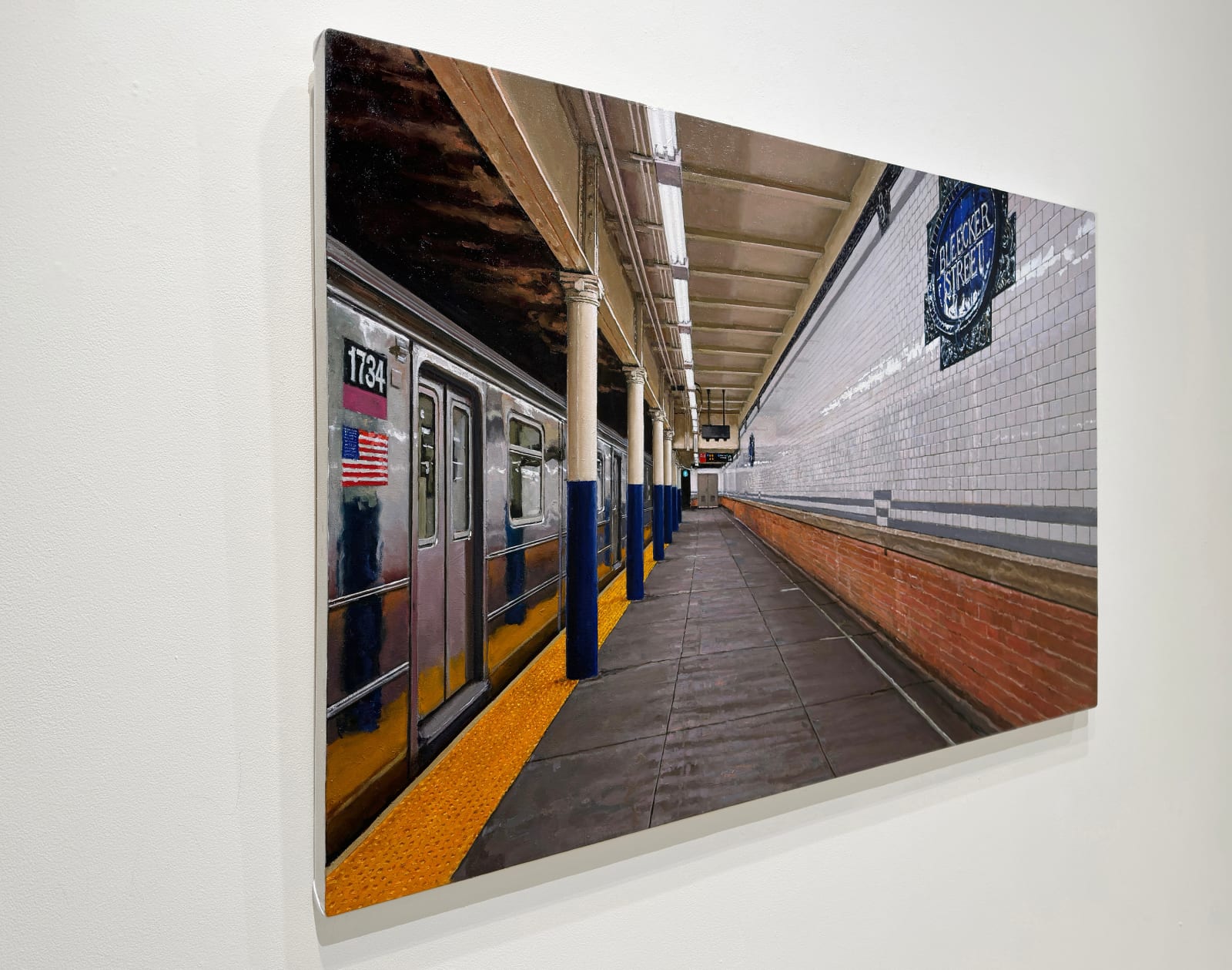 oil painting of bleecker street subway station interior