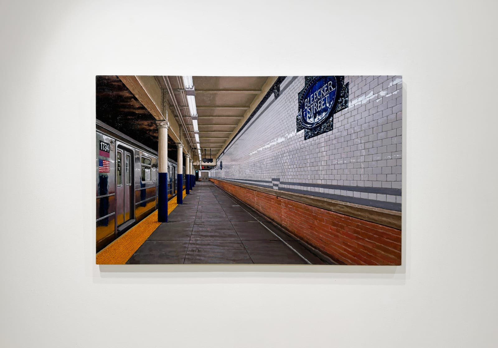 oil painting of bleecker street subway station interior
