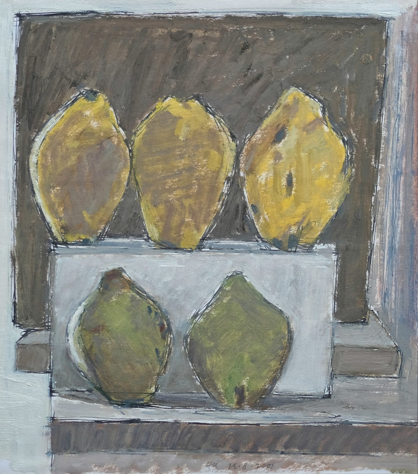 Hendrik Kolenberg, Two green and three yellow quinces, 2001