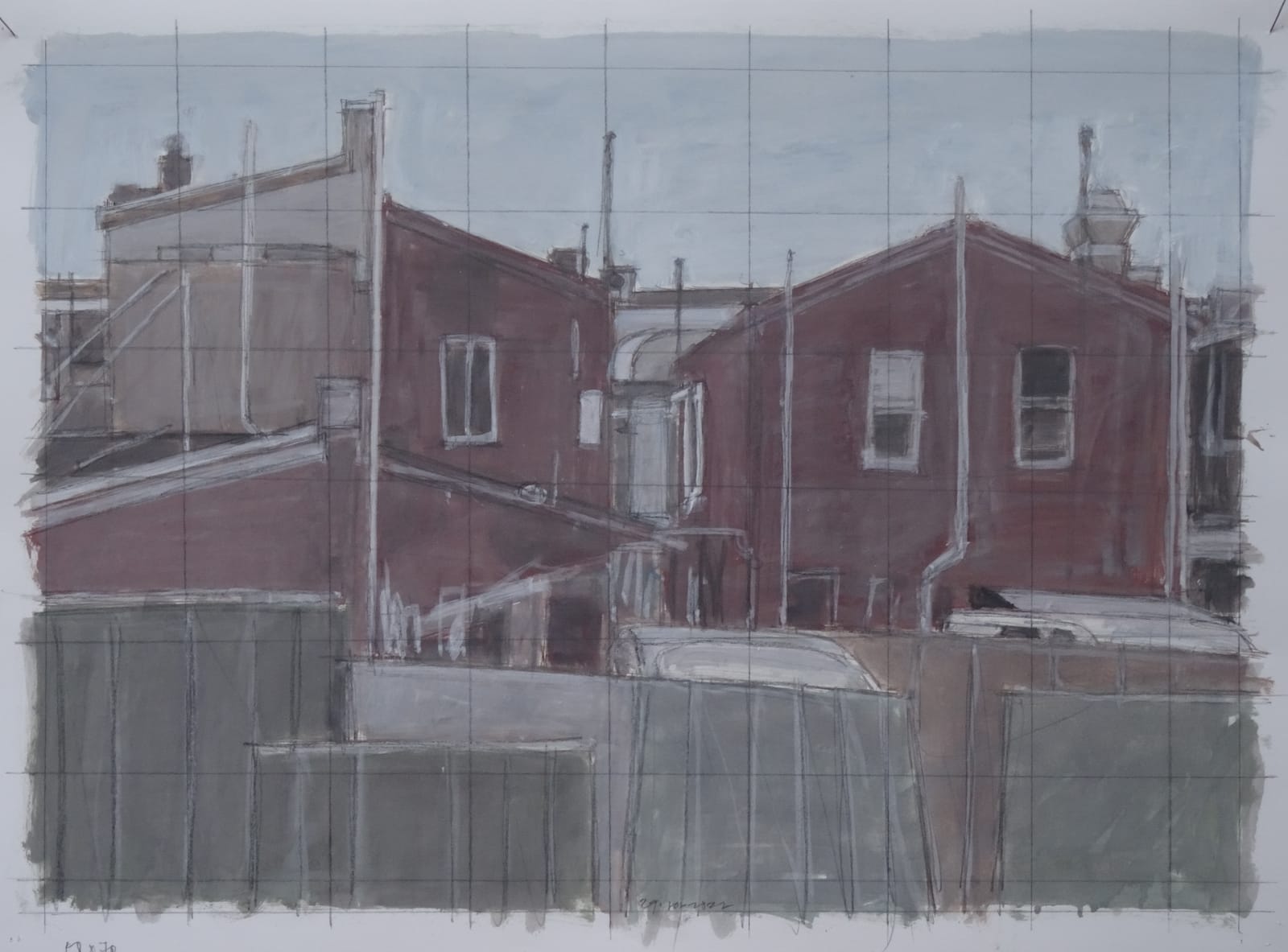 Hendrik Kolenberg, Housebacks from Car Park, Orange, 2022