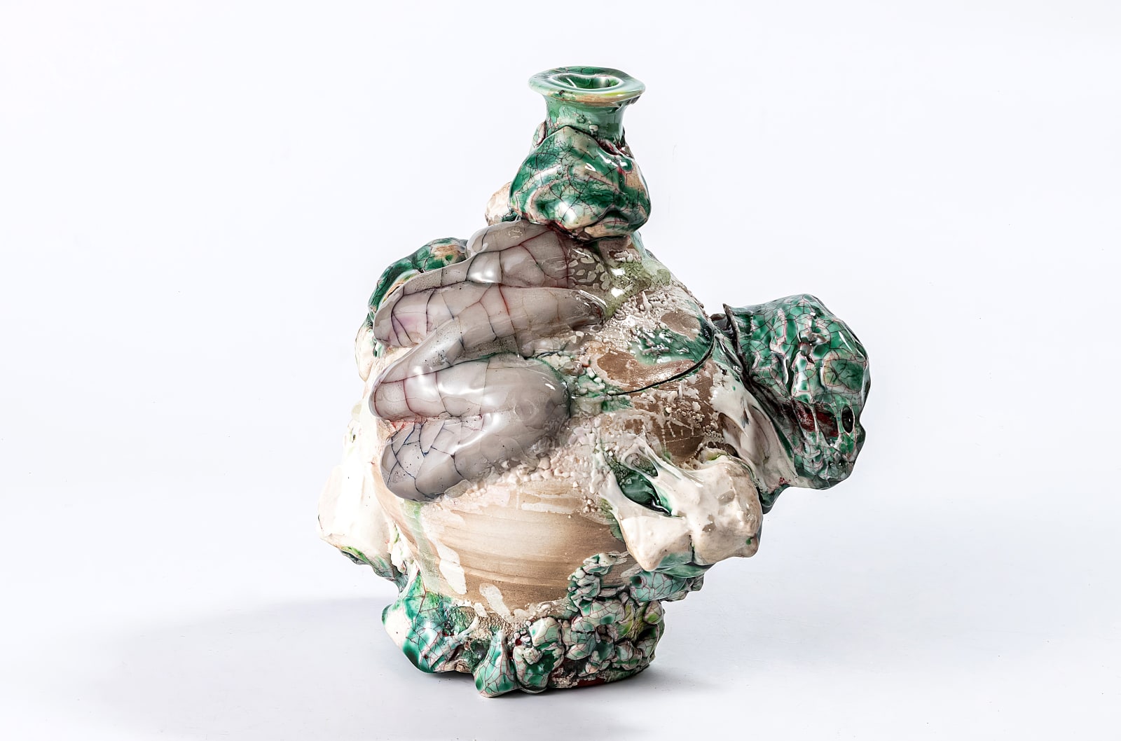 Koudai Ujiie, Hybrid of Karatsu, Oribe and White Glaze Lacquer Flower Vase, 2024