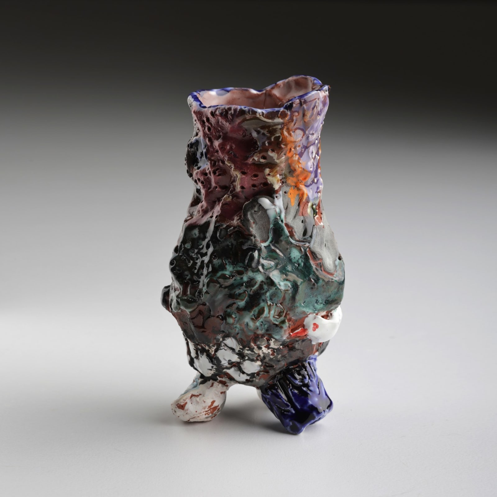 Toni Warburton, Coastal vase with seagull and oyster catcher, 2024