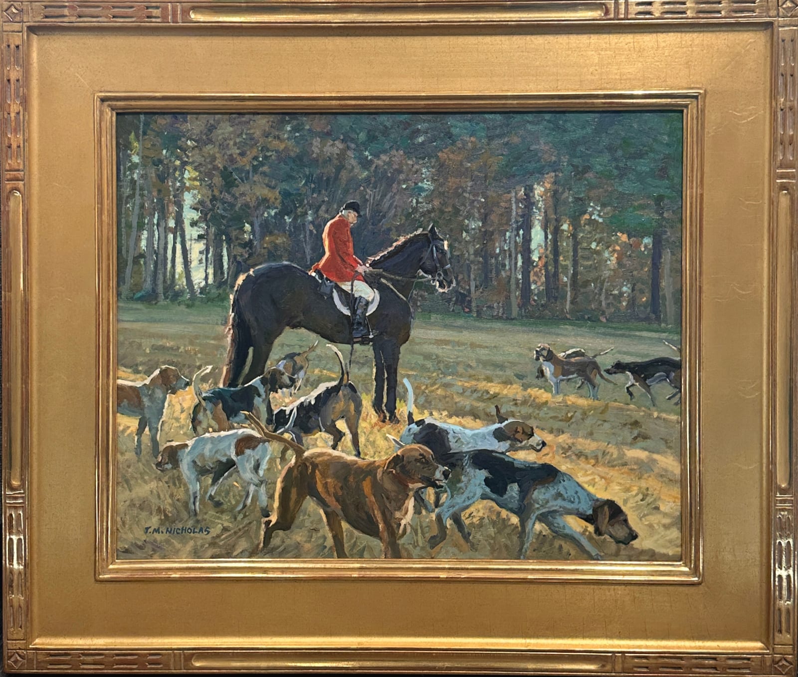T.M. Nicholas (b. 1963), The Huntsman and his Hounds