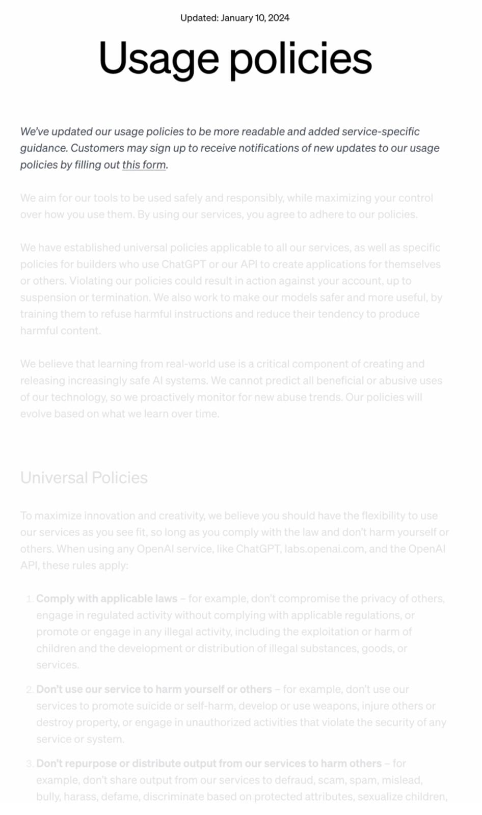 Jake Elwes, Terms & Conditions Opera: a Legalese Libretto, OpenAI Usage Policies, 2024–2025