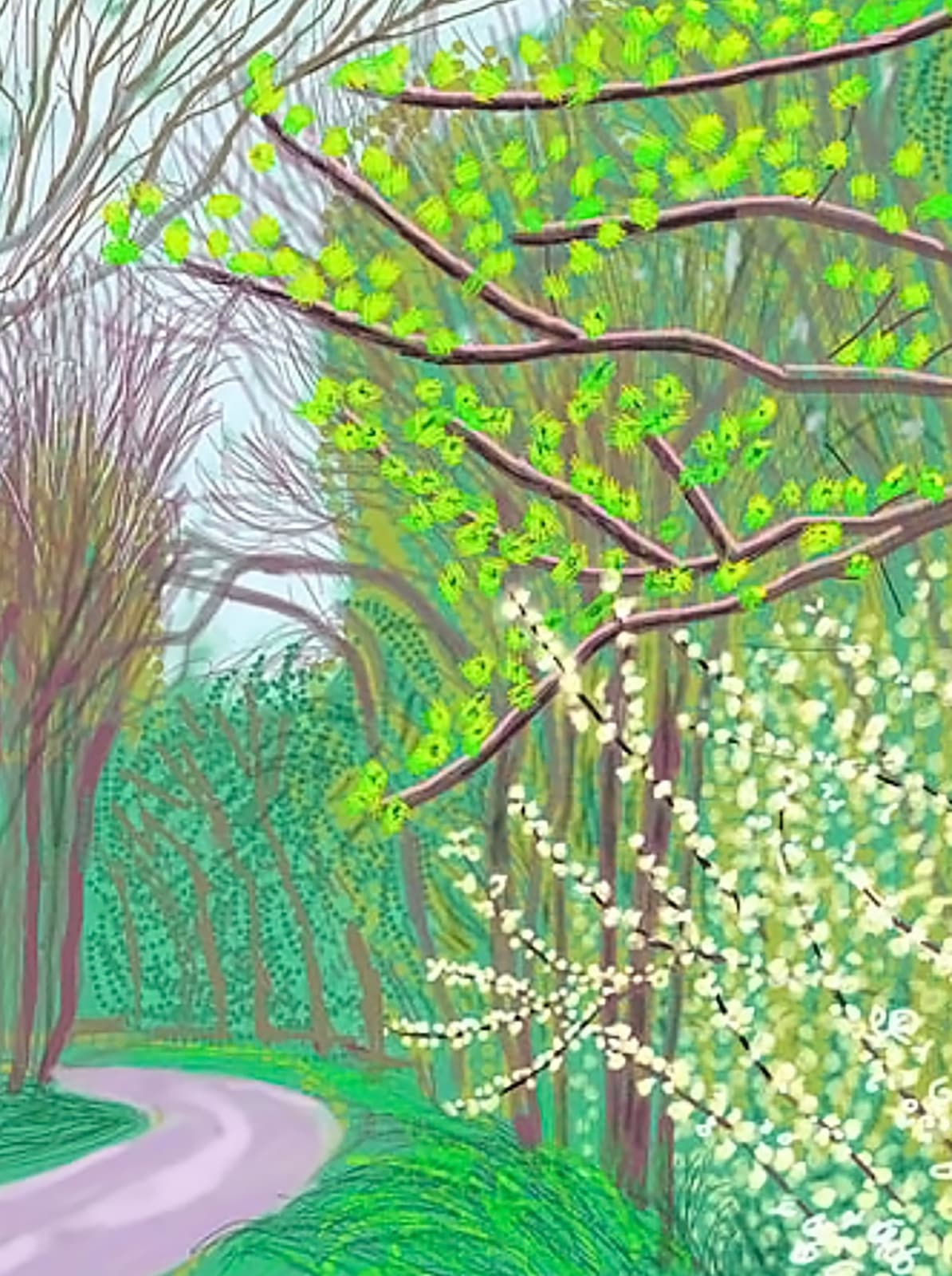 David Hockney, The Arrival of Spring in Woldgate, East Yorkshire, 14 April 2011, 2011