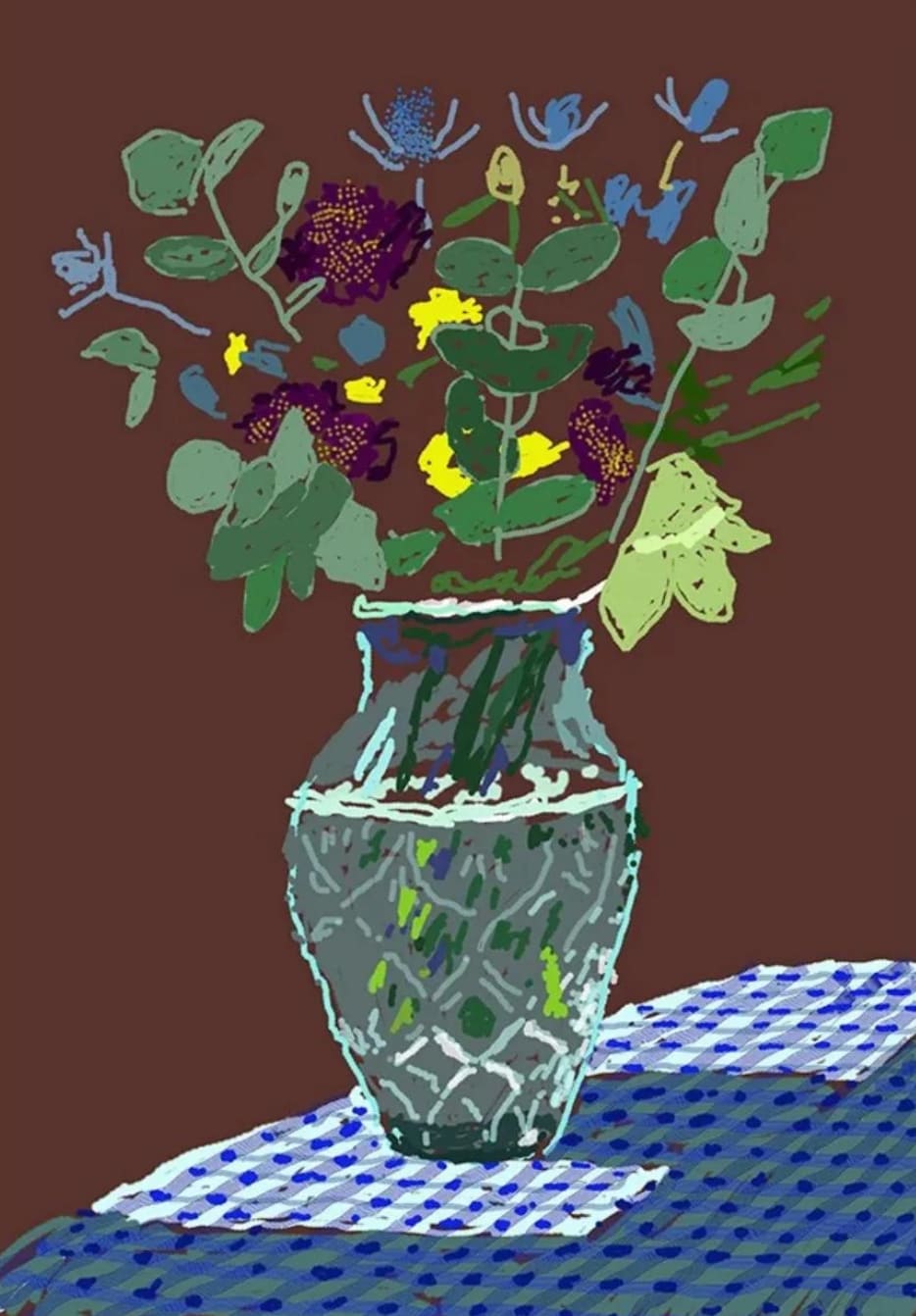 David Hockney, 25th March 2021, Flowers on the Table Edge, 2021