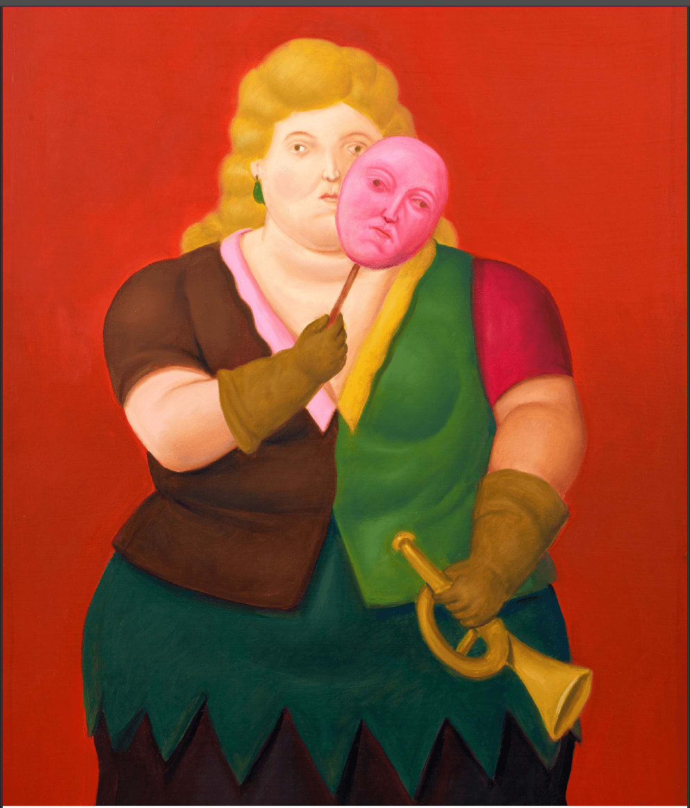 Fernando Botero, Woman with Mask and Trumpet, 2016