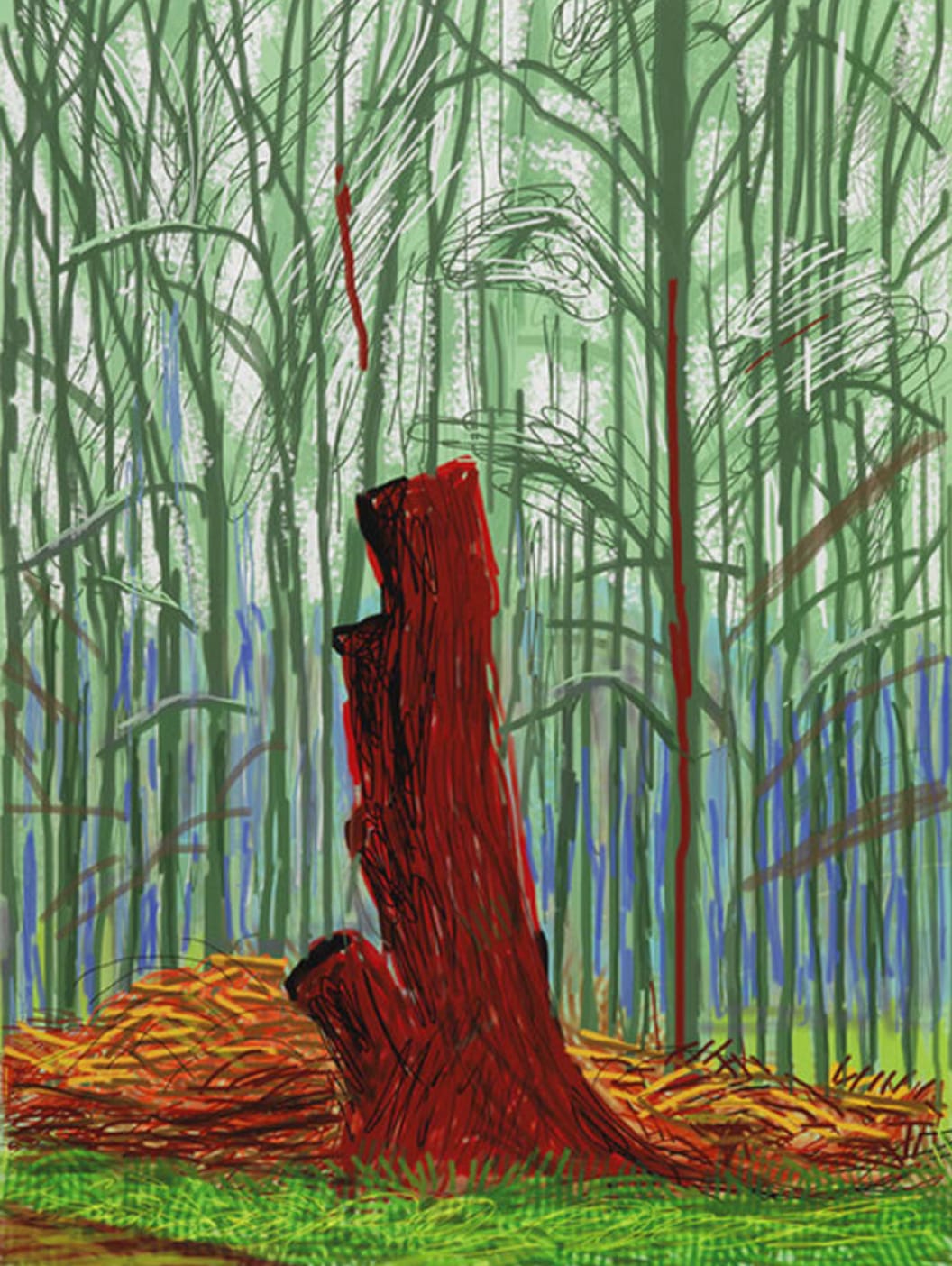 David Hockney, The Arrival of Spring in Woldgate, East Yorkshire, 25 February 2011, 2011