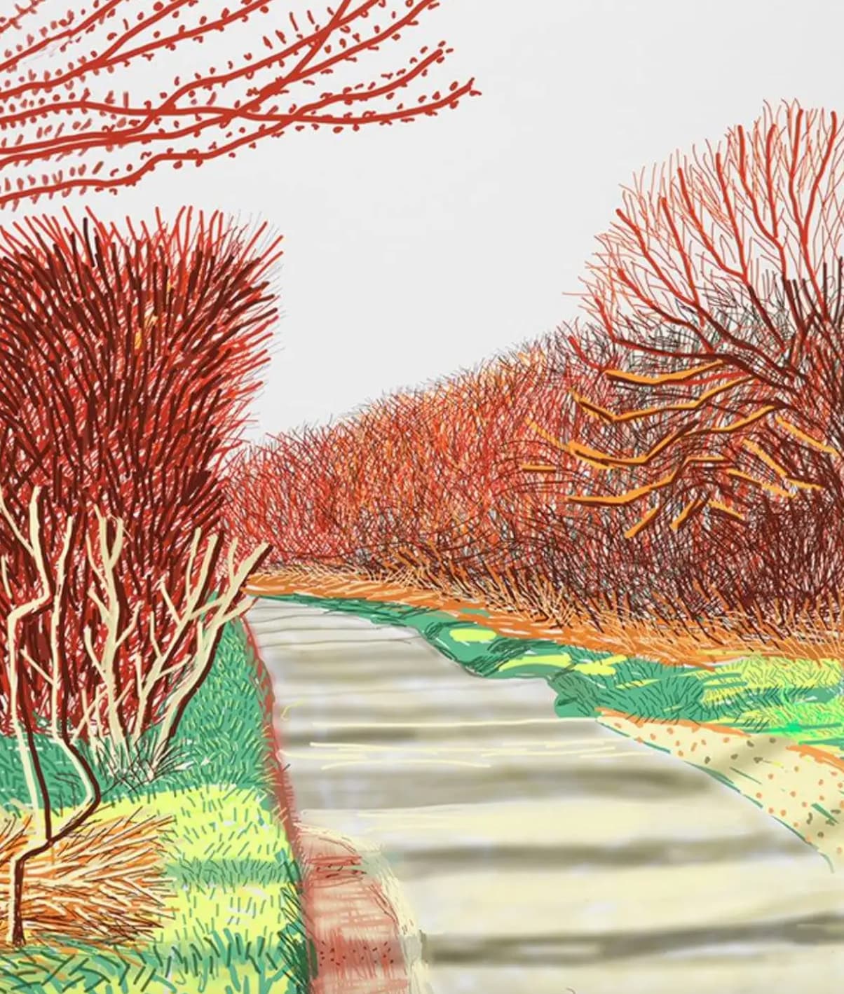 David Hockney, The Arrival of Spring in Woldgate, East Yorkshire, 21 March 2011, 2011