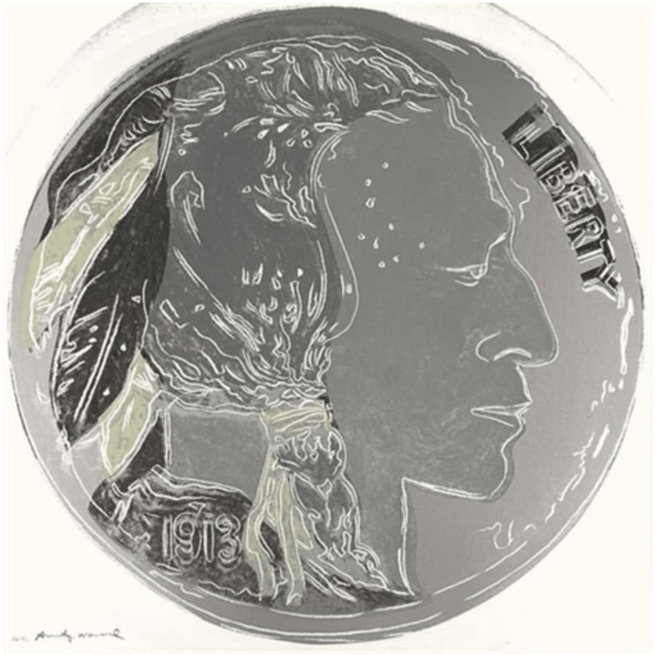 Andy Warhol, Cowboys and Indians 11.385 Indian Head Nickel , 1986